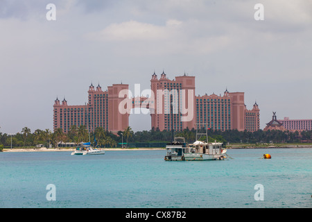 View of the Atlantis Resort on Paradise Island in Nassau, Bahamas. Stock Photo