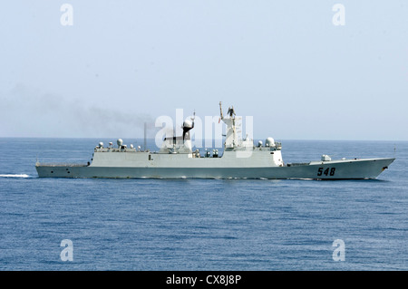 The Chinese People’s Liberation Army (Navy) frigate Yi Yang (FF 548) transits the Gulf of Aden prior to conducting a bilateral counter-piracy exercise Monday, Sept. 17, 2012 with the guided-missile destroyer USS Winston S. Churchill (DDG 81). The focus of the exercise was American and Chinese naval cooperation in detecting, boarding, and searching suspected pirated vessels. Winston S. Churchill is deployed to the U.S. 5th Fleet area of responsibility conducting maritime security operations, theater security cooperation efforts and support missions for Operation Enduring Freedom. Stock Photo