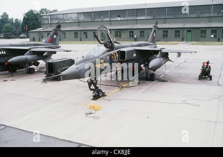 Royal Air Force Jaguar aircraft parked on the flight line during TACTICAL AIR MEET '78. Stock Photo