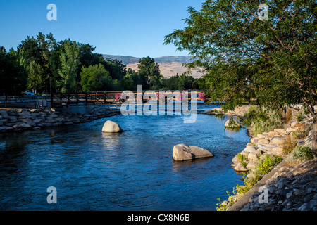 The Truckee River in Downtown Reno Nevada Stock Photo