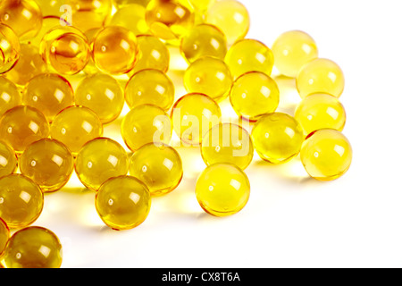 gel capsule vitamins and minerals over white Stock Photo