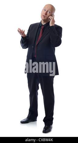 Business man on mobile phone isolated on white Stock Photo
