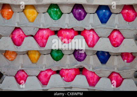 Easter eggs in carton Stock Photo