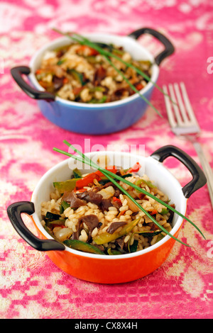 Rice with curry and Chinese mushrooms. Recipe available.