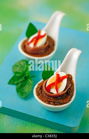 Tomato paté and olives. Recipe available. Stock Photo