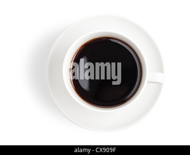 Top view of black coffee cup isolated on white Stock Photo