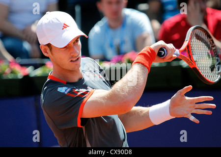 Scottish tennis player, Andy Murray, playing at the Banc Sabadell ATP Tournament in Barcelona 2012 Stock Photo