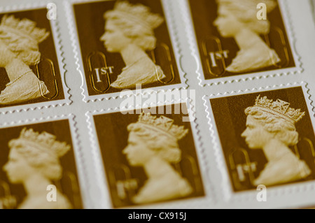Book of self-adhesive UK first class postage stamps Stock Photo