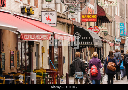 Street of cafes, bars and restaurants in Amsterdam Stock Photo