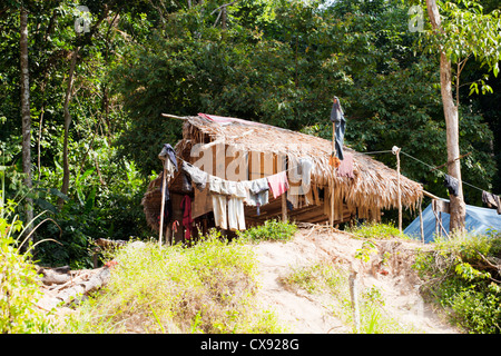 Orang Asli house in Taman Negara National Park in central Malaysia Stock Photo