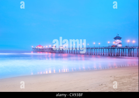 An early morning image of a pier in Huntington Beach, California Stock Photo