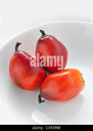 Ripened oil palm fruit mesocarp kernels Stock Photo