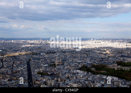 View of Paris from Tour Montparnasse, showing Boulevard Raspail, Eglise Saint Sulpice, Paris, France Stock Photo