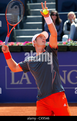 Scottish tennis player, Andy Murray, playing at the Banc Sabadell ATP Tournament in Barcelona 2012 Stock Photo