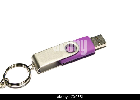Pink usb stick on white Stock Photo