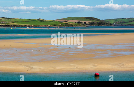 Red buoy and sand banks on the River Cam at Padstow Cornwall England UK Stock Photo