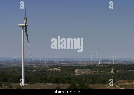 Picture: Steve Race - The wind turbine installation at La Fatarella, Catalunya, Spain. Stock Photo