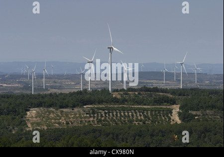 Picture: Steve Race - The wind turbine installation at La Fatarella, Catalunya, Spain. Stock Photo