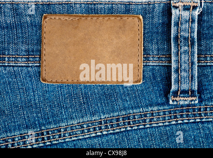 Blank jeans leather label tag in light brown yellow color with clear empty  space for text or design isolated on white background Stock Photo - Alamy