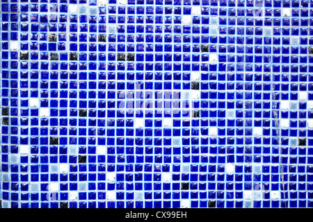 Tiled mosaic background with blue and white squares Stock Photo