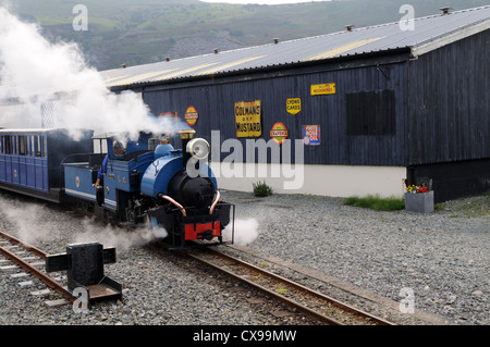 Steam Train at Fairbourne Miniature Railway Station Gwynedd Wales Cymru UK GB Stock Photo