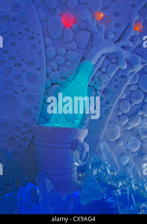 Sculpture in the Ice bar of the Ice Hotel in Ylläsjärvi, Finland. Stock Photo