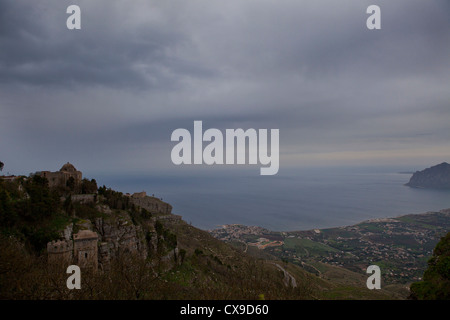 castle view, Erice, Sicily, Italy Stock Photo