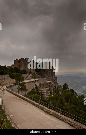 castle view, Erice, Sicily, Italy Stock Photo