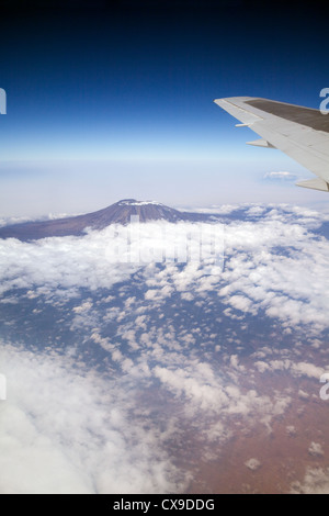 Mount Kilimanjaro, Tanzania Africa seen from the BA flight from Dar es Salaam to Heathrow, London Stock Photo