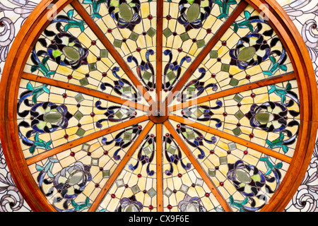 Circular stained glass window pattern Stock Photo