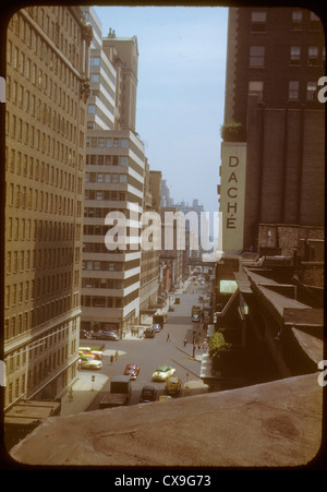 New York city street scene 1949 1940s color kodachrome street scene vertical view Stock Photo