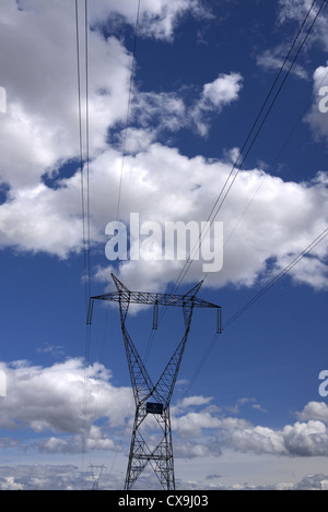 Power Lines and Blue Sky Stock Photo - Alamy