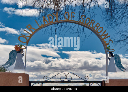 Detail at gate at Our Lady of Sorrows Church in Manzano, New Mexico, USA Stock Photo