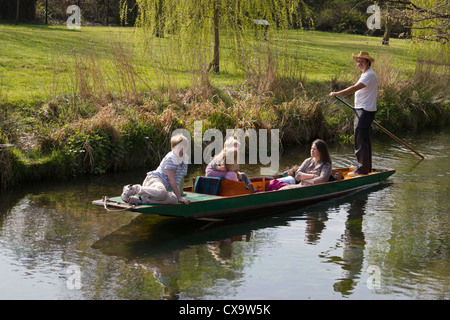 Family River trip on a punt, River Stour Canterbury Kent UK England Stock Photo
