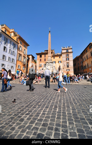 Rome, Italy - 29 March, 2012: Tourists sightseeing Piazza della Rotonda, major touristic attraction Rome Stock Photo