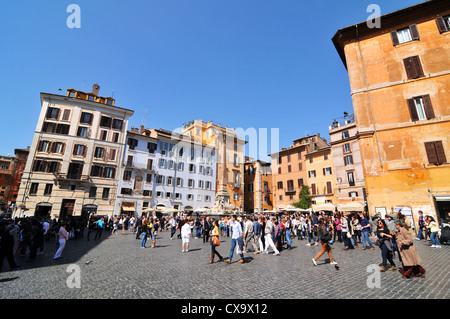 Rome, Italy - 29 March, 2012: Tourists sightseeing Piazza della Rotonda, major touristic attraction Rome Stock Photo