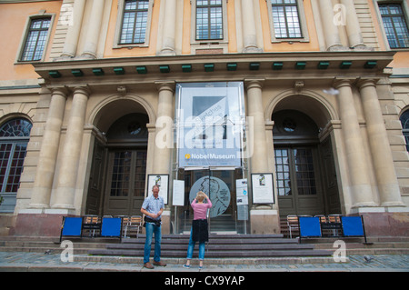 Nobelmuseum the Nobel prize museum Stortorget square Gamla Stan the old town Stockholm Sweden Europe Stock Photo