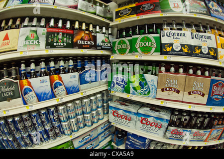 A supermarket beer department in New York seen on Tuesday, September 18, 2012. (© Richard B. Levine) Stock Photo