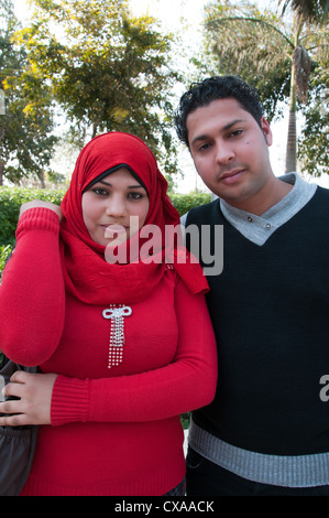 Egyptian young people in Al Azhar Park Cairo Stock Photo