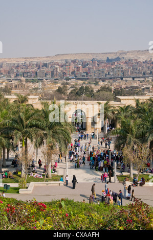 Al-Azhar Park Cairo Egypt with Mokkatam mountain in the back Stock Photo