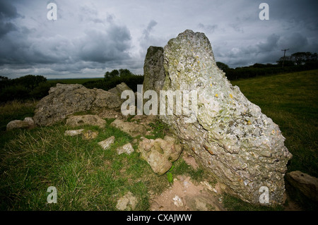 The Grey Mare and her Colts Neolithic chambered long barrow remains near Abbotsbury, Dorset, UK Stock Photo