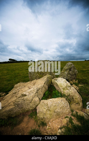 The Grey Mare and her Colts Neolithic chambered long barrow remains near Abbotsbury, Dorset, UK Stock Photo