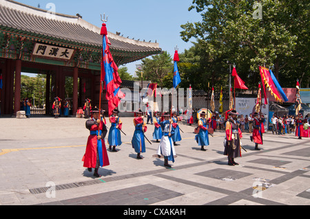 Changing of Royal Guards Ceremony at Deoksugung Palace, Seoul, Korea Stock Photo
