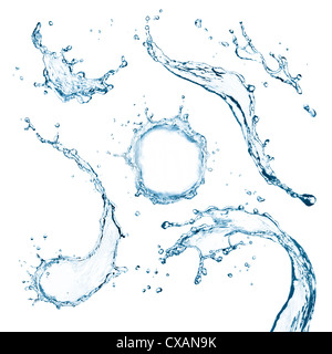 variety of water splash isolated on white Stock Photo
