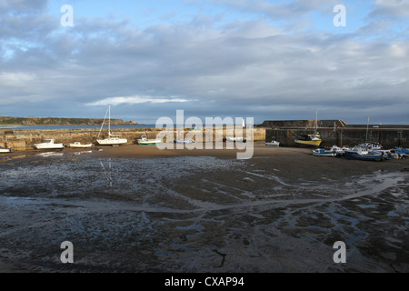 Cullen harbour at low tide Scotland September 2012 Stock Photo