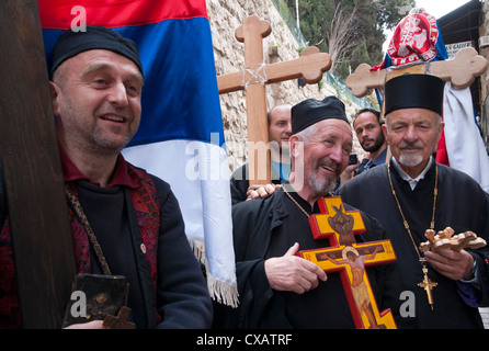 Good Friday processions in 2011 along the Way of the Cross (Via Dolorosa) in the Old City, Jerusalem, Israel, Middle East Stock Photo