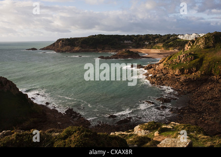 Portelet Bay from Noirmont Point, Jersey, Channel Islands, United Kingdom, Europe Stock Photo