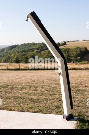 Swimming Pool Shower in which Water is Heated by Sunshine in Garden of Gite at Laval Pradinas Aveyron Midi-Pyrenees France Stock Photo