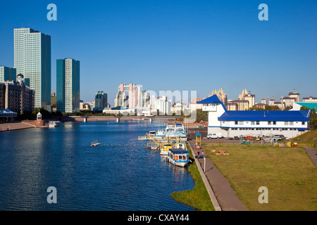 View of Ishim River, Astana, Kazakhstan, Central Asia, Asia Stock Photo