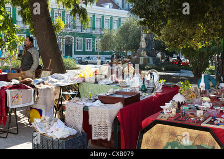 Street market on Praca do Principe Real, Bairro Alto, Lisbon, Portugal, Europe Stock Photo